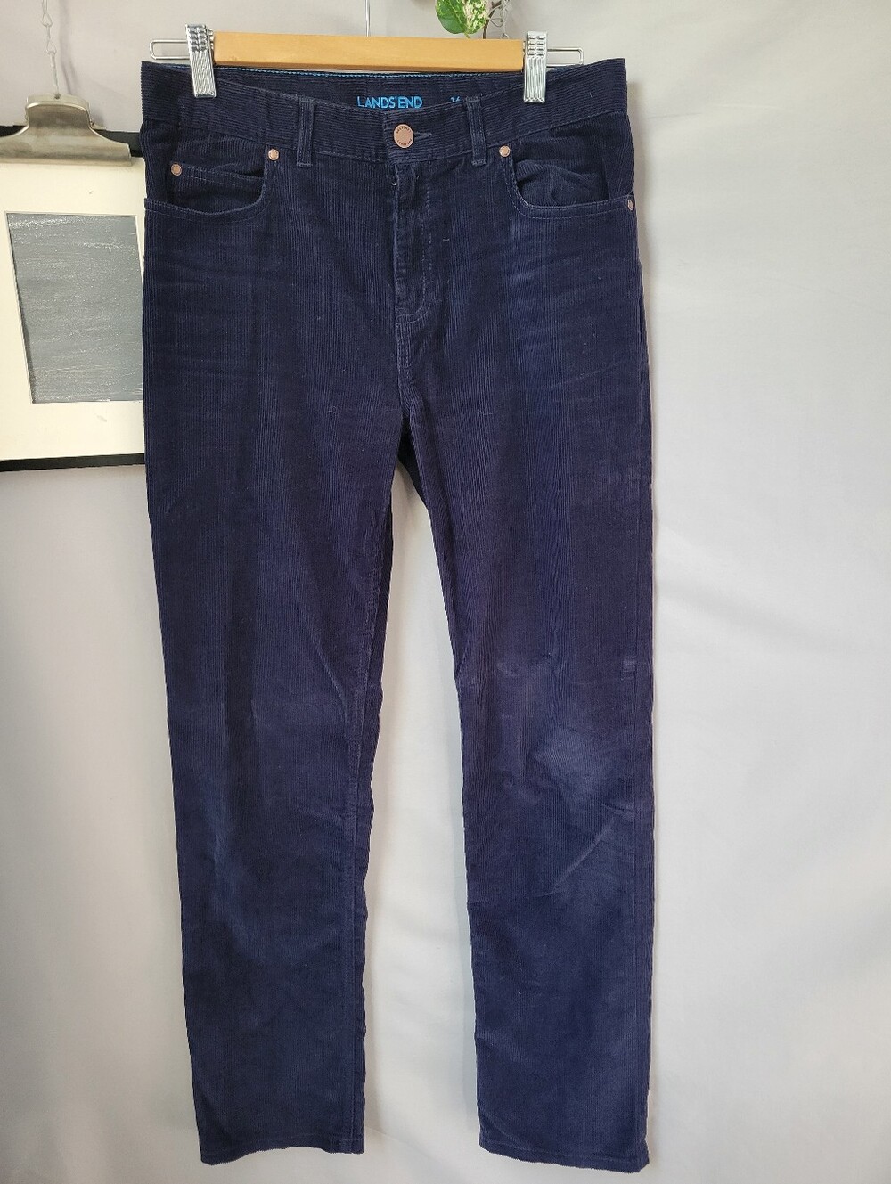 Lands' End Boys Cord 5 Pocket Pants Navy Blue 16